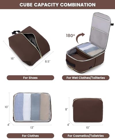 LOVEVOOK Large Travel Backpack for Women, TSA Carry on Backpack for Airplanes, 40L Personal Item Travel Bag for Women fits 17" Laptop,Waterproof Carry on Bag Airplane Approved with 3 Packing Cubes - Image 4