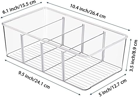 Vtopmart 8 Pack Food Storage Organizer Bins, Clear Plastic Bins for Pantry, Kitchen, Fridge, Cabinet Organization and Storage, 4 Compartment Holder for Packets, Snacks, Pouches, Spice Packets - Image 3