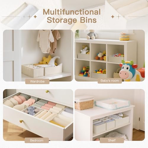 Criusia Drawer Organizer Clothes, 14 Pack Dresser Organizer for Baby Clothes, Underwear, Sock- Foldable Closet Organization and Storage Dividers Bins for Nursery, Bedroom and Dorm (Beige) - Image 6