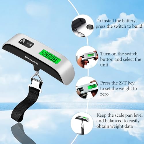 Luggage Scale, 110lb Luggage Weight Scale with 4 Unit Switching Functions&LED Display, Luggage Scale Travel Digital for Weighing Luggage, Backpacks, Packages and Markets - Image 5