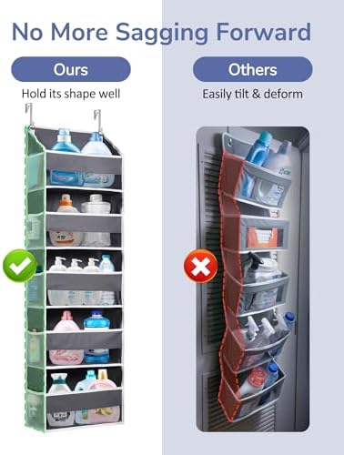 ULG 1 Pack Over Door Organizer with 5 Large Pockets 10 Mesh Side Pockets, 44 lbs Weight Capacity Hanging Storage Organizer with Clear Window Kids Toys, Shoes, Diapers, Dark Grey, 5 Layers - Image 2