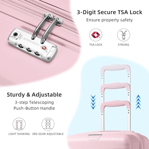 LARVENDER Luggage Sets 3 Piece, Hardside PP Carry On Suitcase with 360° Spinner Wheels TSA Lock Luggage Sets for Women, Orchid Pink - Image 5