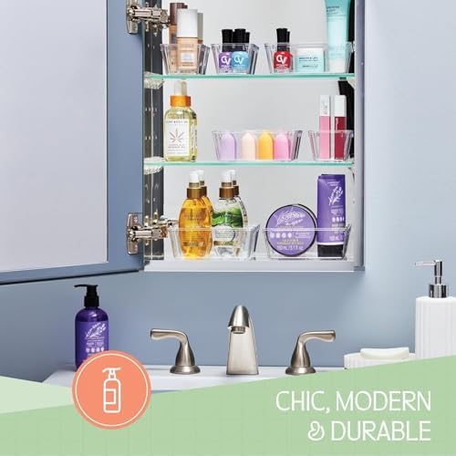 25 PCS Clear Plastic Drawer Organizers Set, 4 Sizes Clear Drawer Organizers & storage Bins for Makeup/Jewelry Vanity, Kitchen Gadgets Or Office Desk. Bathroom Drawer Organizer Trays With Non-Slip Pads - Image 5