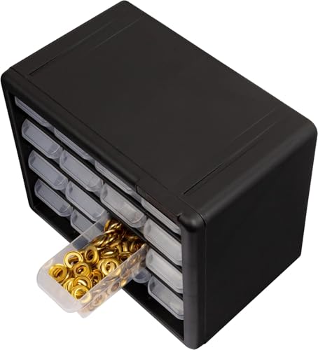 Akro-Mils 16-Drawer Plastic Drawer Storage Cabinet for Garage Organization, Beads, Makeup Organizer, Building Bricks Storage, Teacher Toolbox, 10-1/2" W x 6-1/2" D x 8-1/2" H, 10116 Black - Image 15