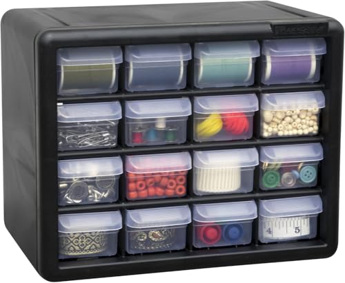 Akro-Mils 16-Drawer Plastic Drawer Storage Cabinet for Garage Organization, Beads, Makeup Organizer, Building Bricks Storage, Teacher Toolbox, 10-1/2" W x 6-1/2" D x 8-1/2" H, 10116 Black - Image 18