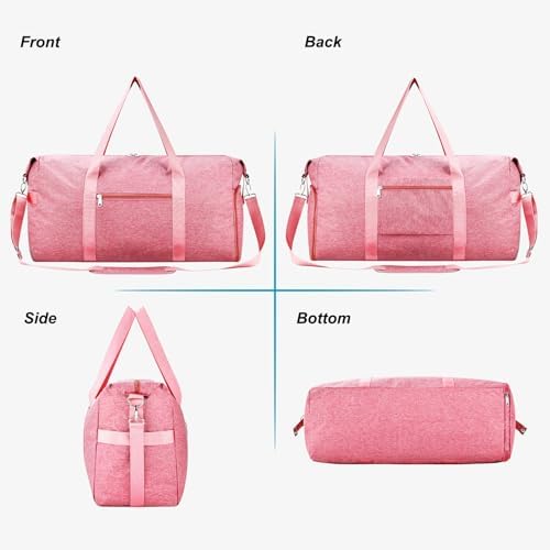 Carry on luaggage 22x14x9 Airlines Approved, Foldable Travel Duffel Bags Weekender Overnight Carry on Duffel Luggage Gym Duffle Bag with Wet Pocket & Shoe Compartment for Women Men(Pink, 40L) - Image 7