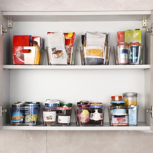 12 PACK Multi-Use Clear Plastic Storage Bins for Organizing w/ Labels - Home, Kitchen, Bathroom, Office, Pantry Cabinet Shelf Organizer Bins - SOHO Collection, RV, Fridge Organization Containers - Image 4