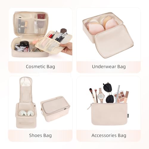 BAGAIL 8 Set Packing Cubes Luggage Packing Organizers for Travel Accessories-Cream - Image 3