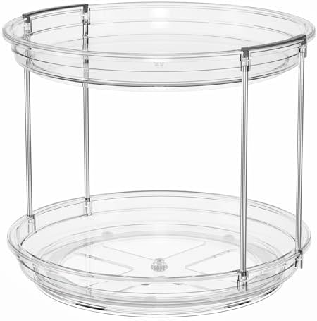 LAMU 2 Tier Lazy Susan Turntable Organizer 9.25'' Rotating Spice Rack Organization for Cabinet, Kitchen, Pantry, Countertop, Bathroom, Vanity, Medicine Cabinet Organizer, Clear - Image 9