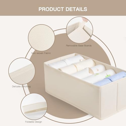 Criusia Drawer Organizer Clothes, 21 Pack Dresser Organizer for Baby Clothes, Underwear, Sock - Foldable Closet Organization and Storage Dividers Bins for Nursery, Bedroom (Beige) - Image 4