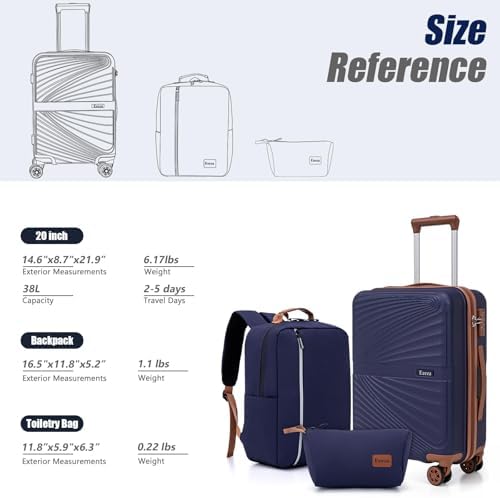 Luggage Sets 3 Piece, Suitcases with Wheels, ABS Hard Case Luggage with TSA Lock Spinner Wheels, Carry On Luggage Set (20inch) - Image 7