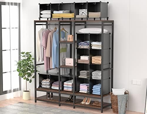 HOMIDEC Closet Organizers and Storage, 9 Cube Storage Organizer, Portable Closet Organizer Cubes Shelves for Clothes, Bedroom, Kids Room, Bathroom, Wardrobe, Garment Racks, Black - Image 6
