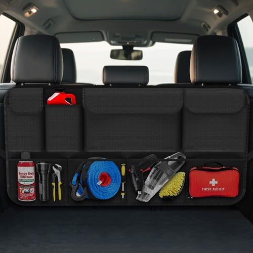 Car Trunk Organizer, Large Capacity Trunk Storage Organizer with 8 Pockets, Sturdy Trunk Organizer Car Accessories for SUV/MPV/Truck, 36"×20"
