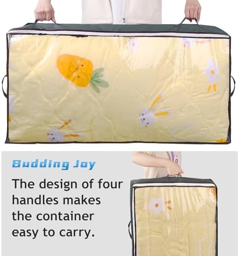 Budding Joy 90L Under Bed Storage Containers, Closet Organizers and Storage Bins, Foldable Underbed Storage Bags for Blanket, Clothing, Comforter, Sweaters, Pillows, Linen Sheets, Wrapping Paper, Grey - Image 7