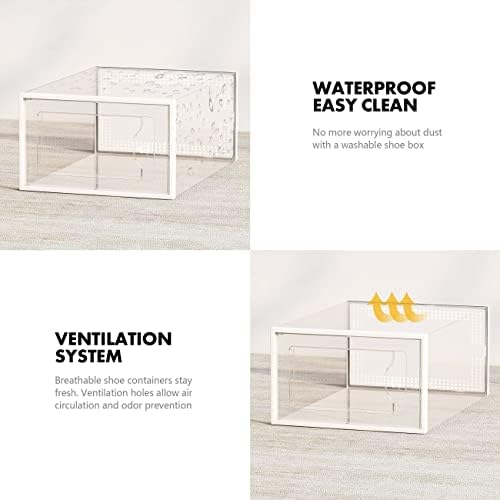 SEE SPRING 12 Pack Shoe Storage Box, Clear Plastic Stackable Shoe Organizer for Closet, Space Saving Foldable Shoe Rack Sneaker Container Bin Holder - Image 2