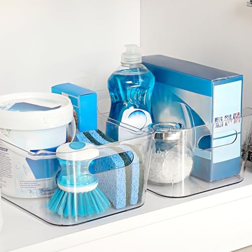 12 PACK Multi-Use Clear Plastic Storage Bins for Organizing w/ Labels - Home, Kitchen, Bathroom, Office, Pantry Cabinet Shelf Organizer Bins - SOHO Collection, RV, Fridge Organization Containers - Image 8