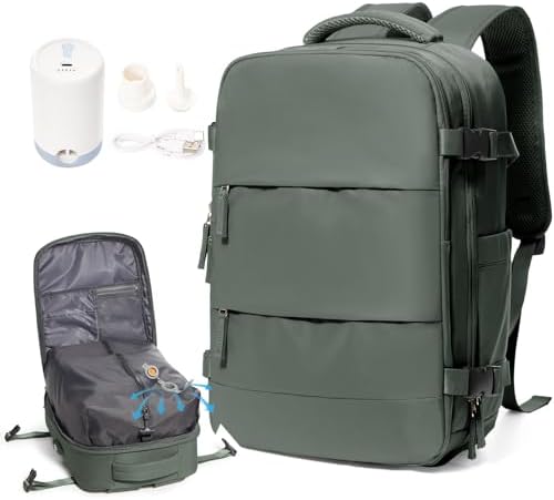 Vacuum Travel Backpack with Pump for Women Men Carry on Backpack Luggage Flight Approved Personal item Travel Bag Essentials With Wet and Dry Separation Bag