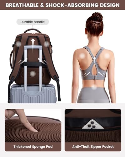 LOVEVOOK Large Travel Backpack for Women, TSA Carry on Backpack for Airplanes, 40L Personal Item Travel Bag for Women fits 17" Laptop,Waterproof Carry on Bag Airplane Approved with 3 Packing Cubes - Image 7