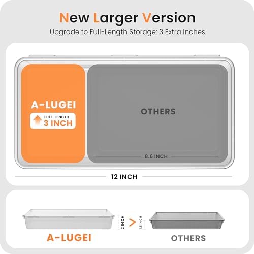 【Military Grade】 Drawer Organizer, 【𝟱𝗦𝗶𝘇𝗲】 Clear Makeup organizer, 【Holds 177 Items】 Bathroom Organizers and Storage, Plastic Desk Organizer Divider, Organizer Bins for Office Vanity A-LUGEI - Image 2