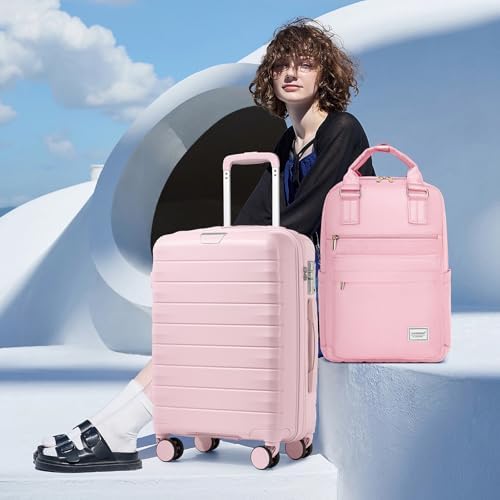 LARVENDER Luggage Sets 3 Piece, Hardside PP Carry On Suitcase with 360° Spinner Wheels TSA Lock Luggage Sets for Women, Orchid Pink - Image 2