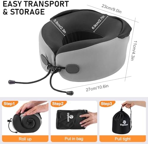 Neck Pillow for Travel - Hooded Memory Foam Plane Pillow for Airplane, Office, Cars Sleeping, Long Flight Must Haves, Portable Road Trip Essentials for Adults Gray - Image 6