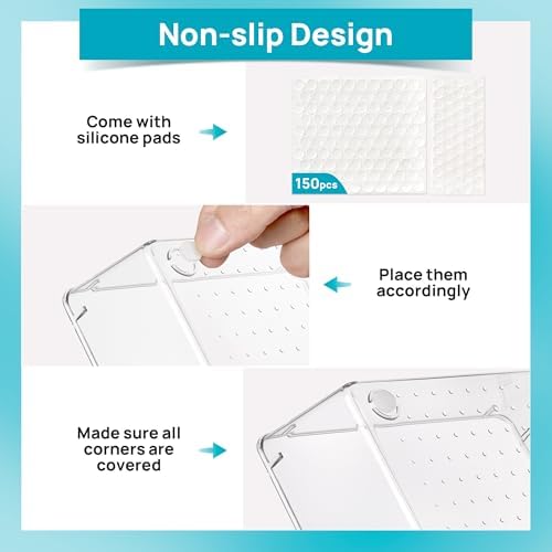 Vtopmart 28 PCS Clear Plastic Drawer Organizers Set, 4-Size Bathroom and Vanity Drawer Organizer Trays, Acrylic Storage Bins for Toiletries, Makeup, Cosmetic, Kitchen Utensils, Tool, Gadgets - Image 7