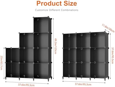 HOMIDEC Closet Organizers and Storage, 9 Cube Storage Organizer, Portable Closet Organizer Cubes Shelves for Clothes, Bedroom, Kids Room, Bathroom, Wardrobe, Garment Racks, Black - Image 3