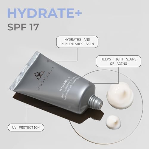 COSMEDIX Hydrate Plus Sunscreen with Broad Spectrum SPF 17 - Moisturizing Face & Body Sun Screen for Travel & Daily Skin Care - Sunblock for Skin Elasticity, Dewy & Radiant Glow, No White Cast - Image 2