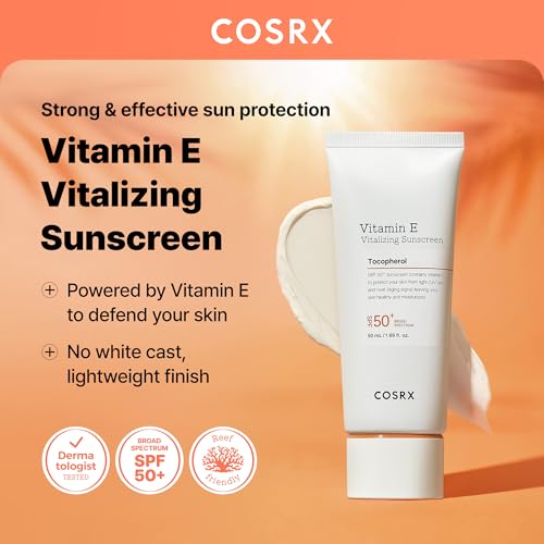 COSRX Vitamin E Vitalizing Face Sunscreen SPF 50, 1.69 fl oz, SPF Moisturizer, Lightweight under Makeup, Travel Essentials, Summer Essentials, Korean Skin Care, Korean Sunscreen for Face - Image 2