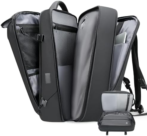 Vacuum Backpack for Men,50L Expandable Compression Backpack With Vacuum Seal, 17.3 Inch Water Resistant Laptop Backpack with USB Charging Port-Not Vaccum Pump Included