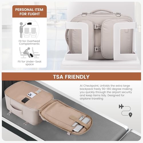 LOVEVOOK Travel Backpack for Women Men, TSA Carry on Backpack Flight Approved 40L Fits 17 Inch Laptop, Waterproof Personal Item Travel Bag Business Weekender Daypack with Detachable Crossbody Bag - Image 5