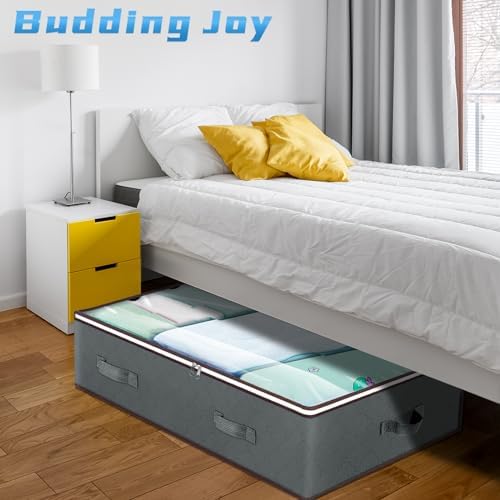 Budding Joy 90L Under Bed Storage Containers, Closet Organizers and Storage Bins, Foldable Underbed Storage Bags for Blanket, Clothing, Comforter, Sweaters, Pillows, Linen Sheets, Wrapping Paper, Grey - Image 4