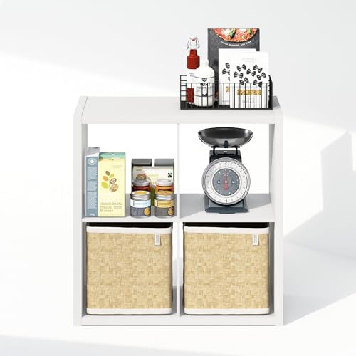 Furinno Cubic Open Back Multipurpose Clothing & Closet Storage Organizer Shelf, 4-Cube, White - Image 5