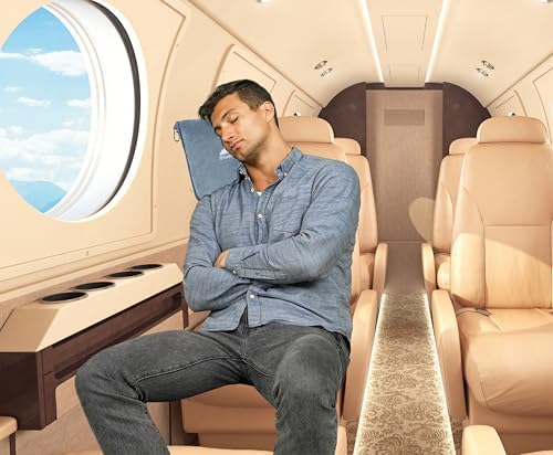 BlueHills Premium Soft Plush Travel Blanket Pillow for Airplane Traveling Essentials in a Bag Flight Throw with Hand Luggage Belt Backpack Clip Compact Portable Plane Accessories Grayish Blue - T026 - Image 9