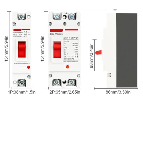 DC 300V 600V Solar Circuit Breaker Overload Protection Switch Protector F 125A 250A 1Pcs(2P,200A) - Image 2