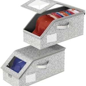 2 Pack Hat Storage for Baseball Caps, Stackable Baseball Cap Organizer, Hat Storage with Clear Window, Holds Caps for Closet, Suitable for Men & Women