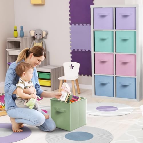 Sorbus 11 Inch Storage Bins - Sturdy Collapsible Fabric Storage Cubes with Handle - 12 Foldable Baskets for Organizing Clothes, Toys, Books - Storage Baskets for Shelves, Closets - Image 4