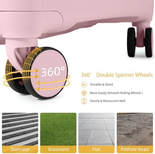 LARVENDER Luggage Sets 3 Piece, Hardside PP Carry On Suitcase with 360° Spinner Wheels TSA Lock Luggage Sets for Women, Orchid Pink - Image 3