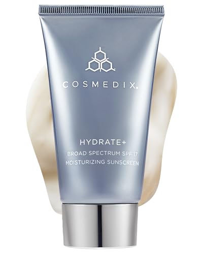 COSMEDIX Hydrate Plus Sunscreen with Broad Spectrum SPF 17 - Moisturizing Face & Body Sun Screen for Travel & Daily Skin Care - Sunblock for Skin Elasticity, Dewy & Radiant Glow, No White Cast