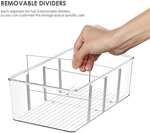 Vtopmart 8 Pack Food Storage Organizer Bins, Clear Plastic Bins for Pantry, Kitchen, Fridge, Cabinet Organization and Storage, 4 Compartment Holder for Packets, Snacks, Pouches, Spice Packets - Image 2