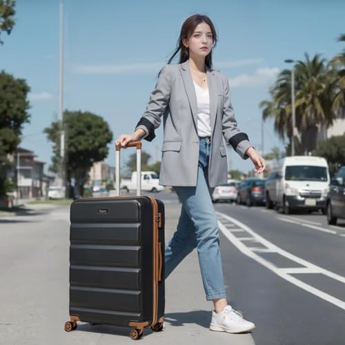 Luggage Sets 5 Piece,Hard Case Suitcase Set with Spinner Wheels,Hardshell Lightweight Travel Luggage with TSA Lock (Black,20/24/28 Inch) - Image 2