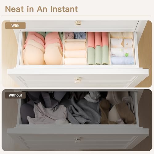 Criusia Drawer Organizer Clothes, 14 Pack Dresser Organizer for Baby Clothes, Underwear, Sock- Foldable Closet Organization and Storage Dividers Bins for Nursery, Bedroom and Dorm (Beige) - Image 4