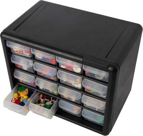 Akro-Mils 16-Drawer Plastic Drawer Storage Cabinet for Garage Organization, Beads, Makeup Organizer, Building Bricks Storage, Teacher Toolbox, 10-1/2" W x 6-1/2" D x 8-1/2" H, 10116 Black - Image 10