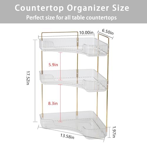 3-Tier Corner Bathroom Counter Organizer – Storage Shelf for Makeup, Perfume & Skincare, Space-Saving Countertop Tray Fits Bathroom, Dresser, Kitchen (White) - Image 2