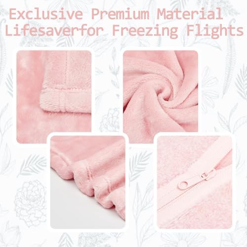 Travel Blanket Pillow, Premium 2 in 1 Flannel Airplane Blanket Compact for Travel,Office, Home,Travel Essentials Accessories for Plane and Car,Compact Office Blanket (Pink) - Image 3