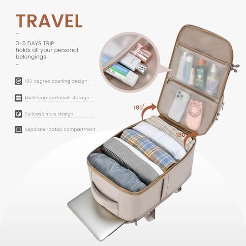 LOVEVOOK Travel Backpack for Women Men, TSA Carry on Backpack Flight Approved 40L Fits 17 Inch Laptop, Waterproof Personal Item Travel Bag Business Weekender Daypack with Detachable Crossbody Bag - Image 4