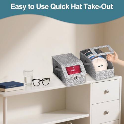 2 Pack Hat Storage for Baseball Caps, Stackable Baseball Cap Organizer, Hat Storage with Clear Window, Holds Caps for Closet, Suitable for Men & Women - Image 7
