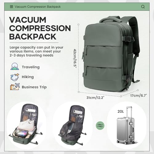 Vacuum Travel Backpack with Pump for Women Men Carry on Backpack Luggage Flight Approved Personal item Travel Bag Essentials With Wet and Dry Separation Bag - Image 8