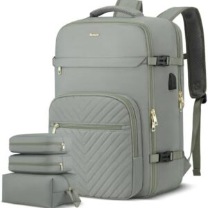 MOMUVO Travel Backpack Sets for Women,Carry On Backpack Flight Approved,Large Laptop Backpack Luggage Backpack with USB Charging Port,17.3 Inch