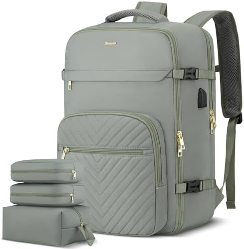 MOMUVO Travel Backpack Sets for Women,Carry On Backpack Flight Approved,Large Laptop Backpack Luggage Backpack with USB Charging Port,17.3 Inch